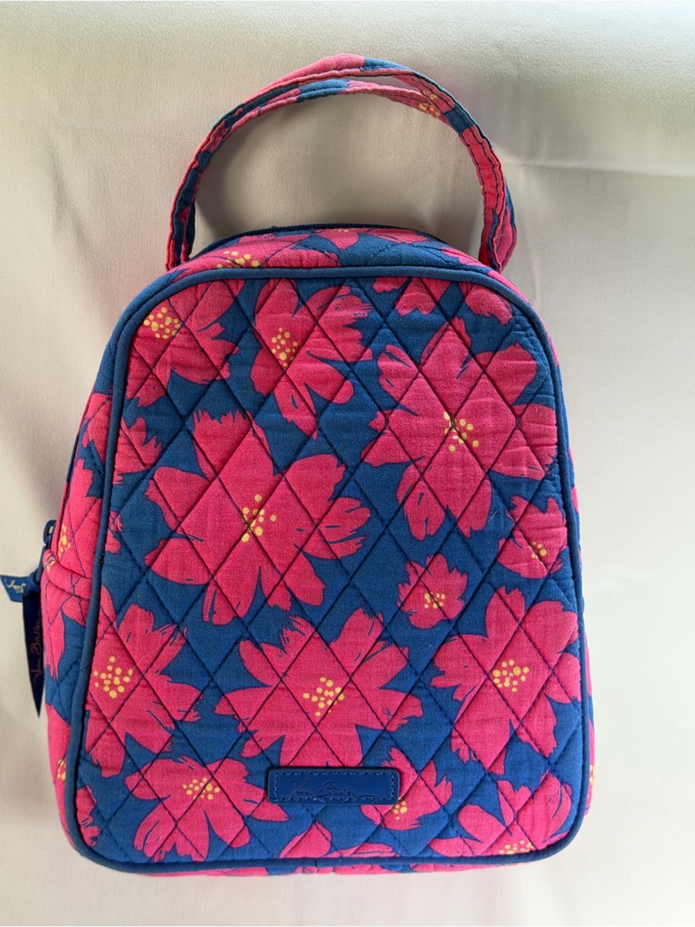 Vera Bradley Pink Blue Floral Quilted Lunch Bag Tote